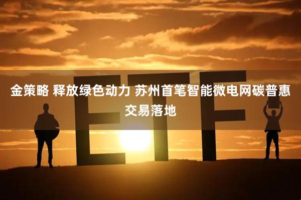 金策略 释放绿色动力 苏州首笔智能微电网碳普惠交易落地